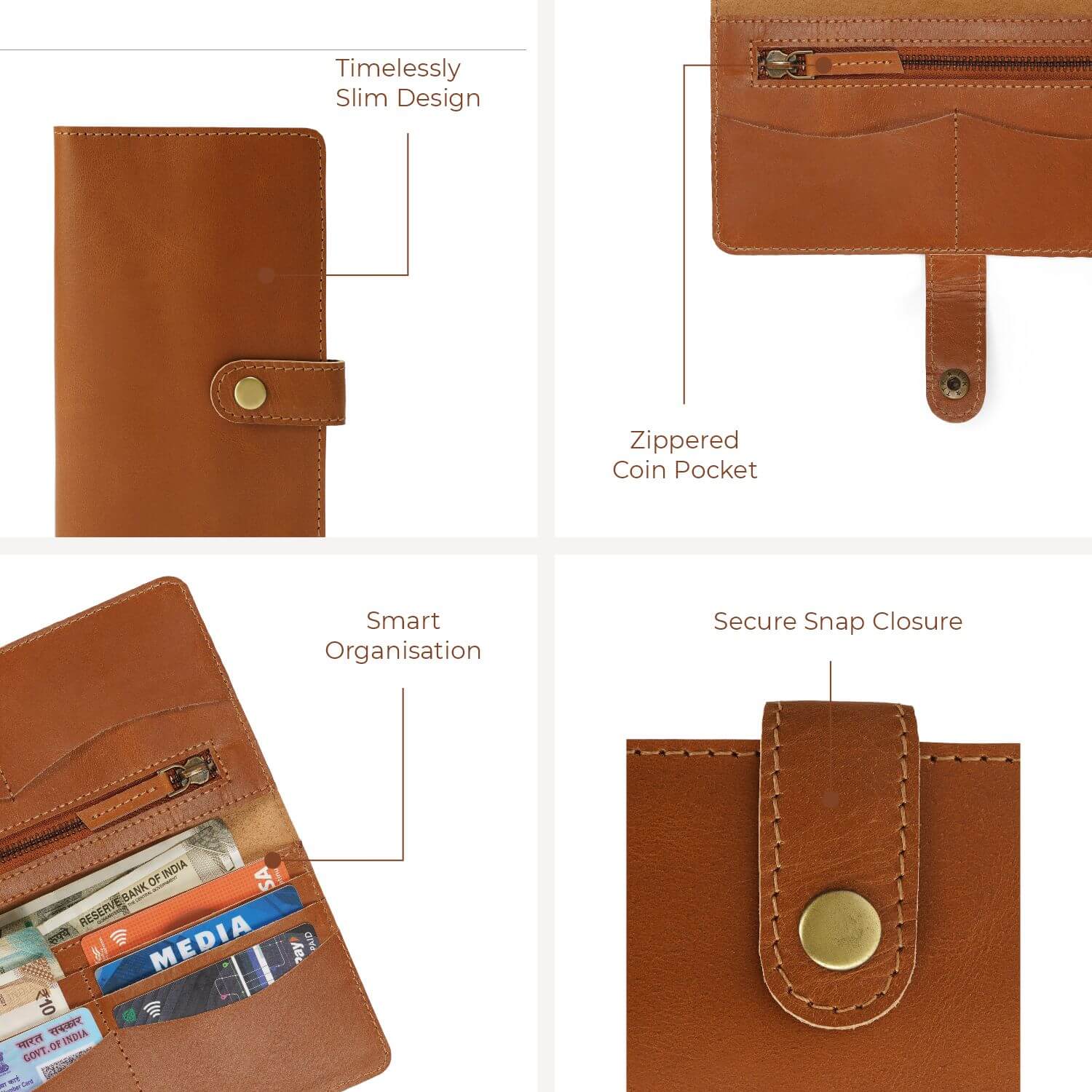 Portafoglio classico bi-fold Milan | | Marrone chiaro