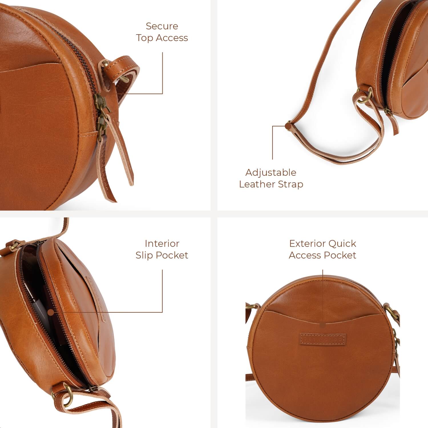 Seville Damen-Umhängetasche „Circle“ | | Hellbraun